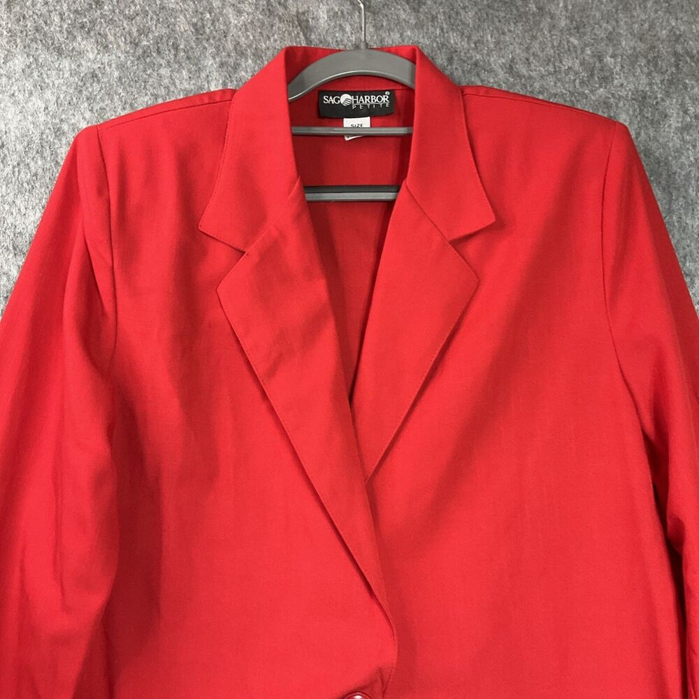 Vintage Jacket Blazer Womens PL Red Pockets Capsule Minimal Retro Petite Large